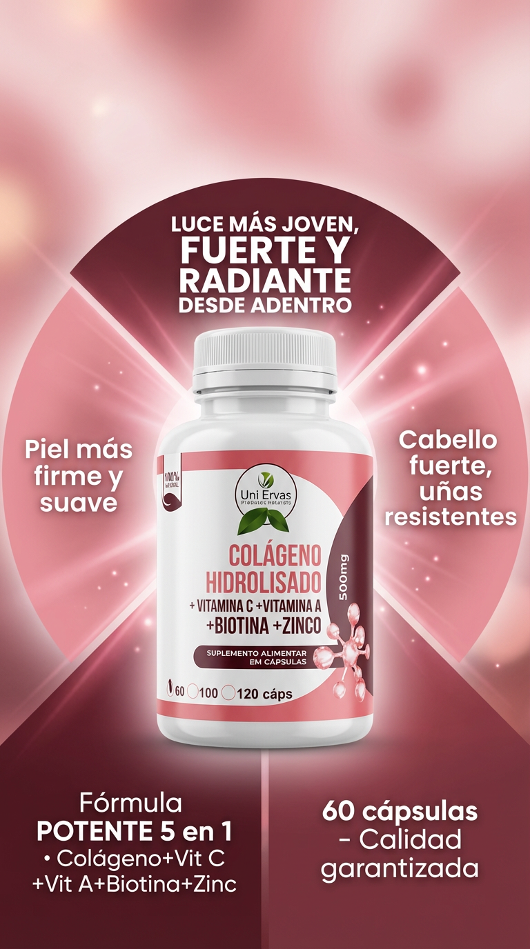 Colágeno Hidrolisado Premium 5 en 1 — Piel, Cabello y Bienestar